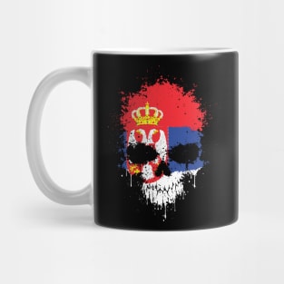 Chaotic Serbian Flag Splatter Skull Mug